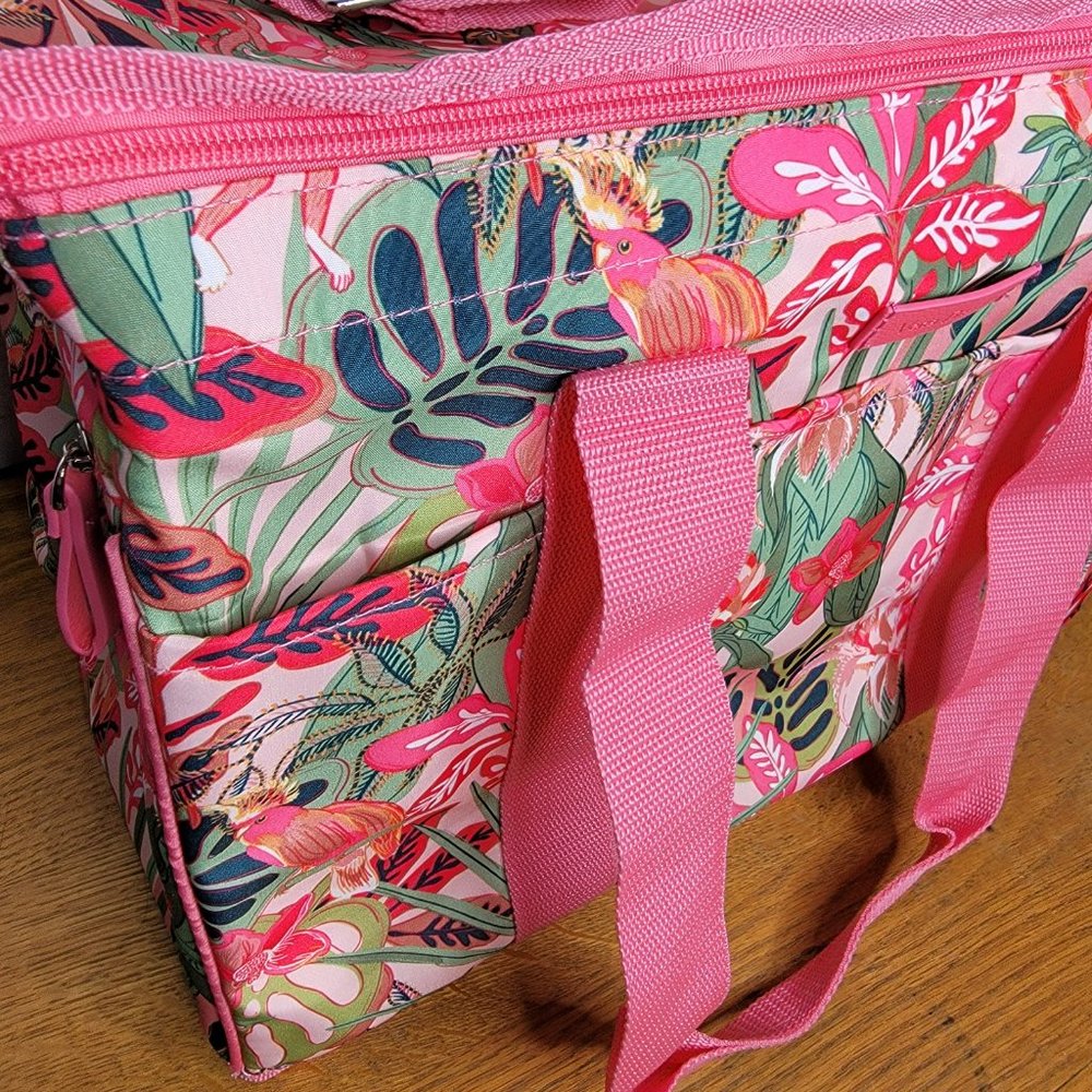 Vera Bradley Cooler Pink Tropical Palm Trees Picnic Beach Lunch New - Picture 9 of 12